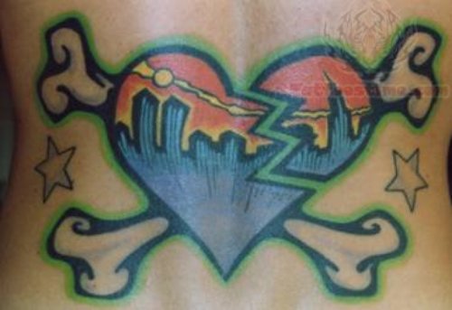 Bouncing Souls Heart Lower Back Tattoo